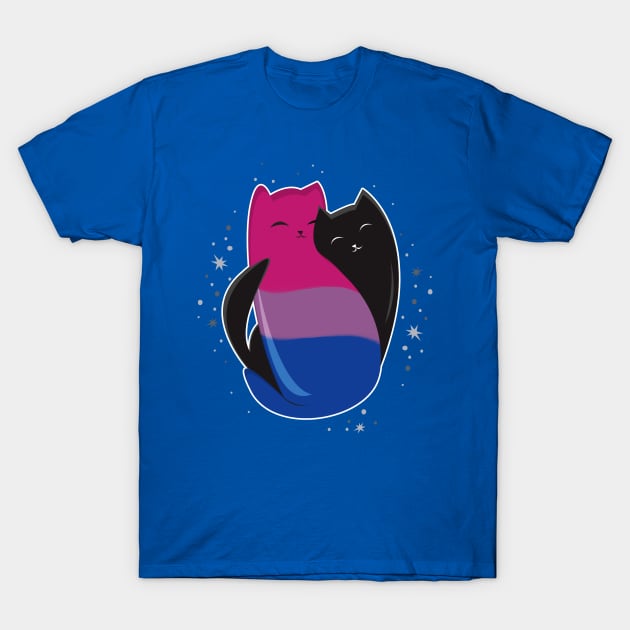 Bisexual Cat LGBT Pride Flag T-Shirt by Psitta